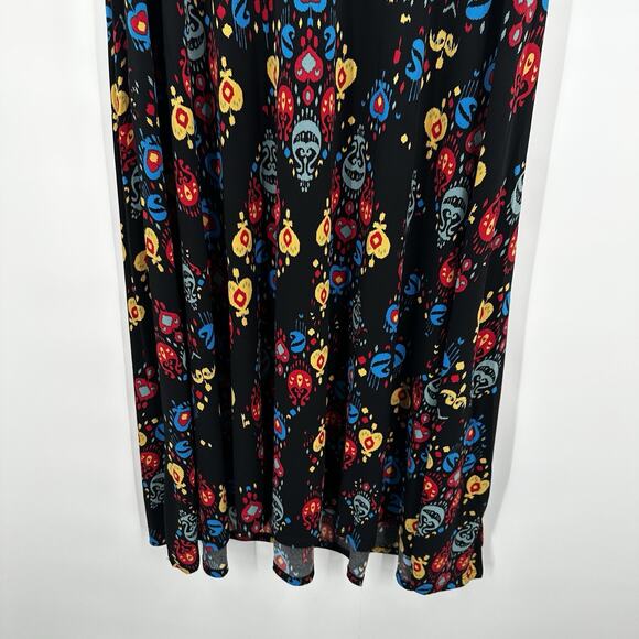 Lularoe Maxi Skirt Womens XS Black Slinky Stretch Multicolor Art Printed - Picture 3 of 11